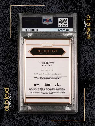 2025 Topps Definitive Collection Gold Frame Auto Nick Kurtz #NK RC /25 PSA 10