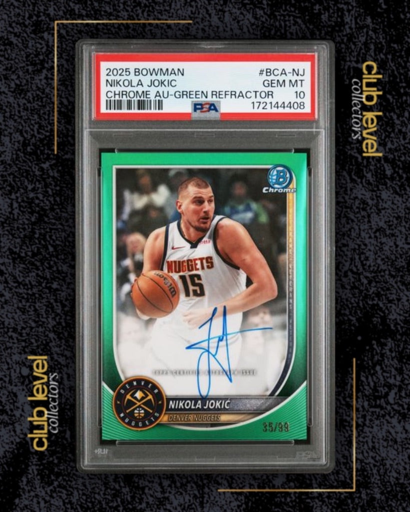2025 Topps Bowman Chrome Green Refractor Autograph Nikola Jokic #BCA-Nj /99 PSA 10