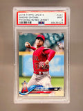 2018 Topps Update Pitching in Red Jersey Shohei Ohtani #US1 RC PSA 9
