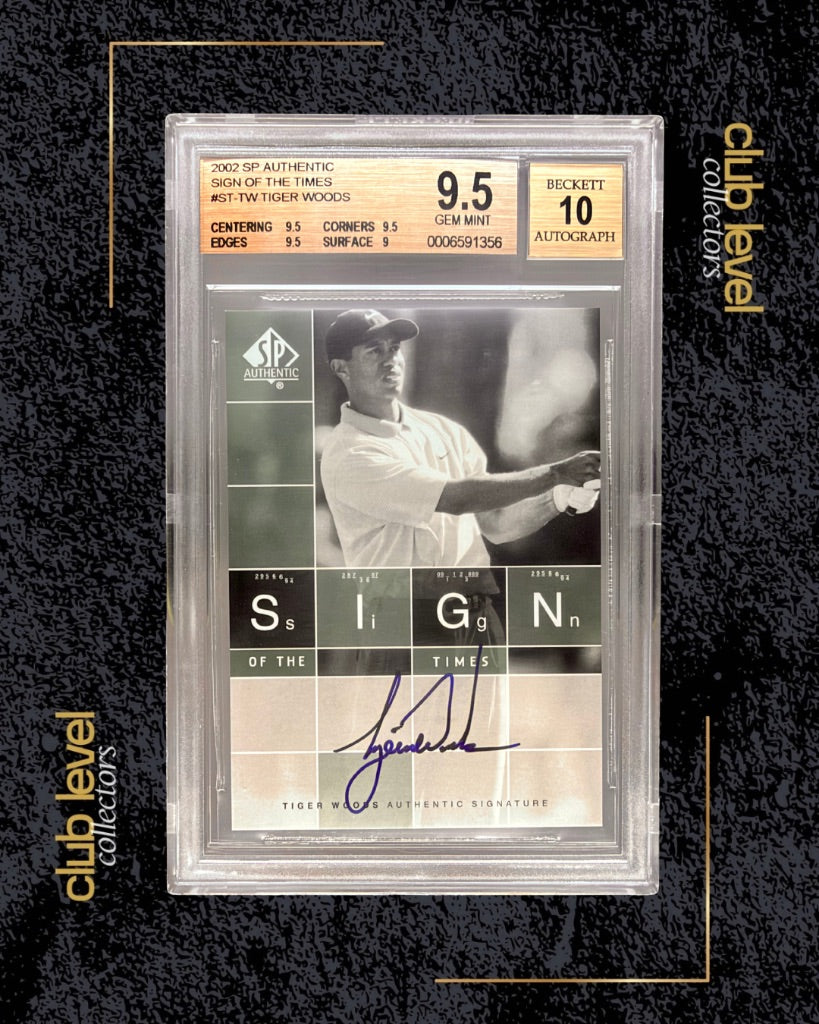 2002 Upper Deck SP Authentic Sign of the Times Tiger Woods #ST-TW Auto /400 BGS 9.5